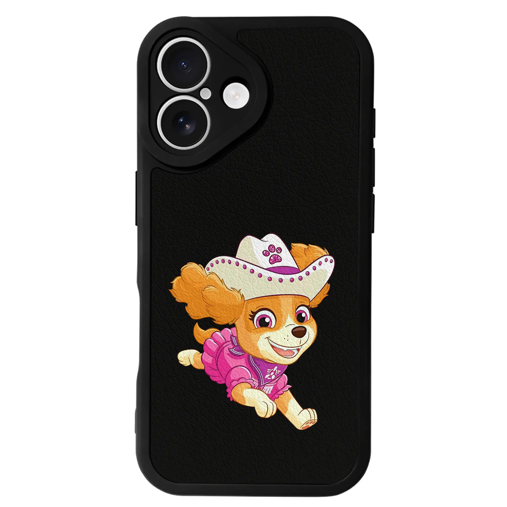 パウ・パトロール グッズ,スカイ - IPhone 16シリーズ対応 ・ シリコンスマホケース ・ レザー調 ・ 高精度フィット ・ 耐衝撃 ・ ワイヤレス充電対応 ・ 精密カット